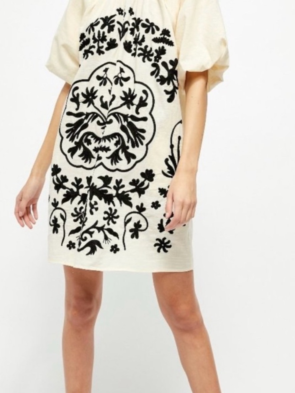 Free People Cream and Black Mini Dress